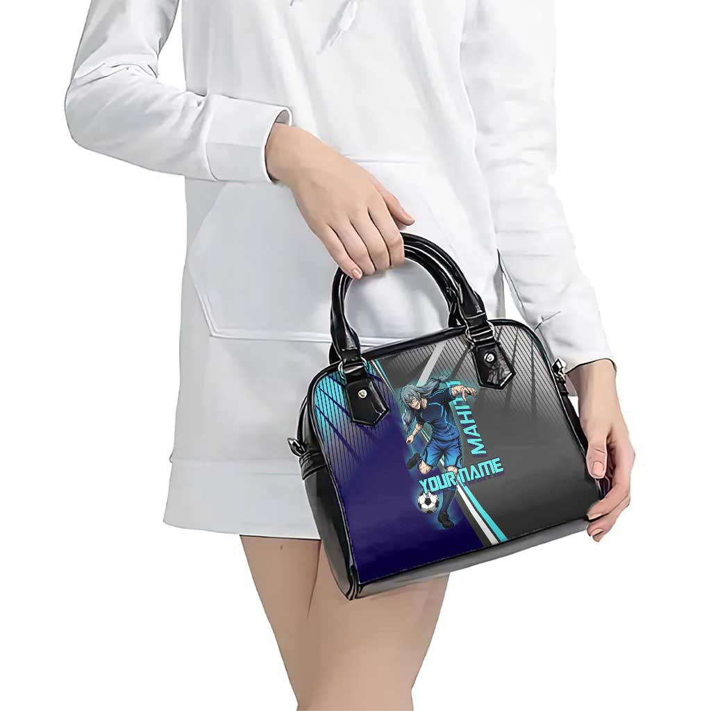 Personalized Mahito Jujutsu Kaisen Shoulder Handbag with Teal Gradient and Blue Uniform Design