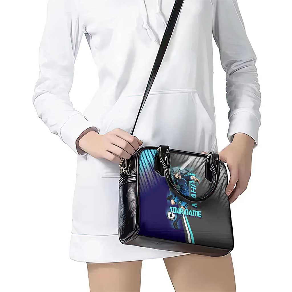 Personalized Mahito Jujutsu Kaisen Shoulder Handbag with Teal Gradient and Blue Uniform Design
