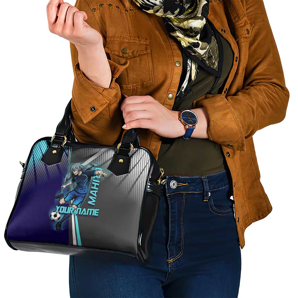 Personalized Mahito Jujutsu Kaisen Shoulder Handbag with Teal Gradient and Blue Uniform Design