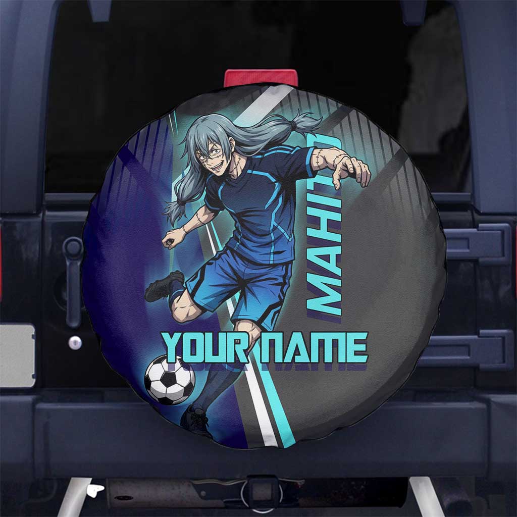Personalized Mahito Jujutsu Kaisen Spare Tire Cover with Teal Gradient and Blue Uniform Design
