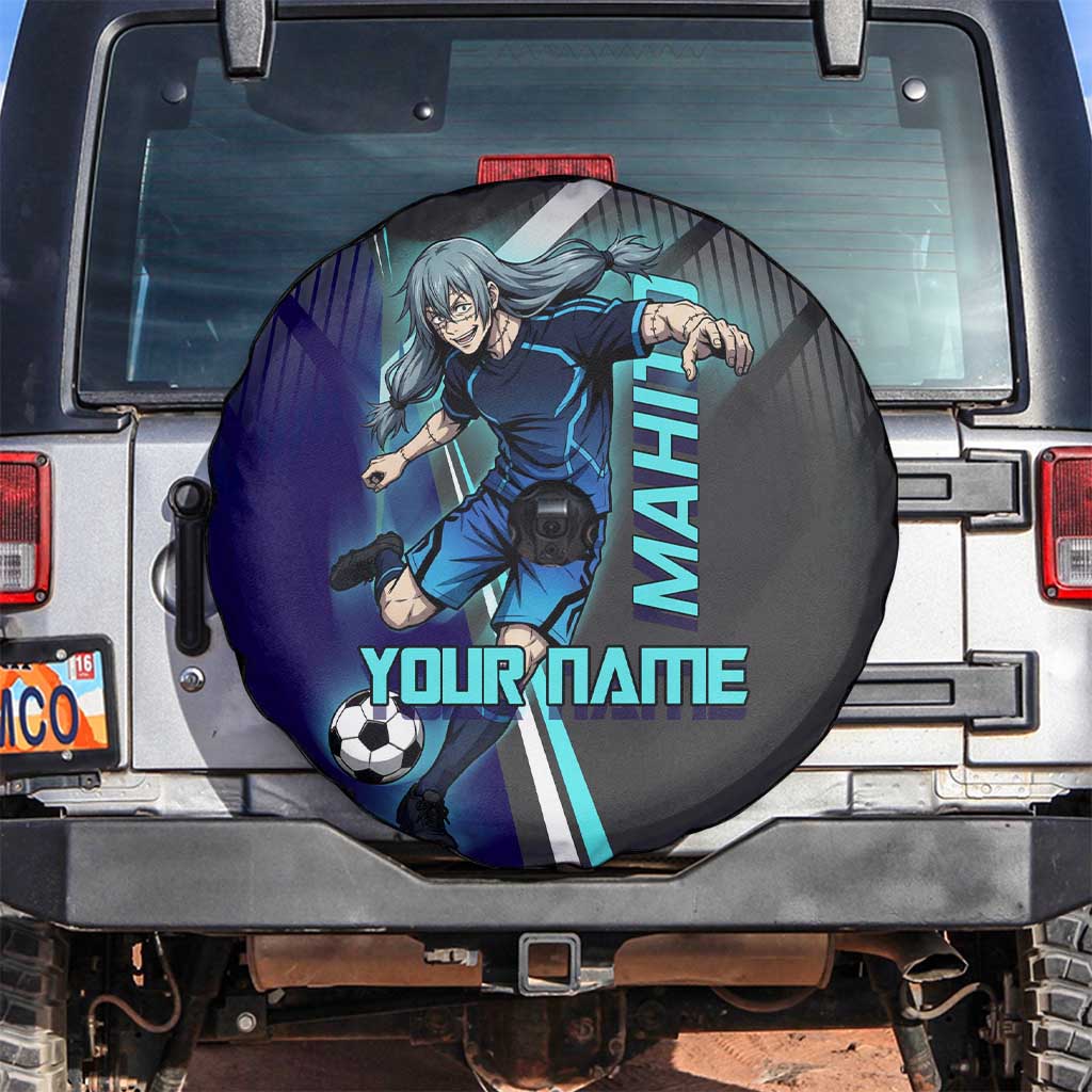 Personalized Mahito Jujutsu Kaisen Spare Tire Cover with Teal Gradient and Blue Uniform Design