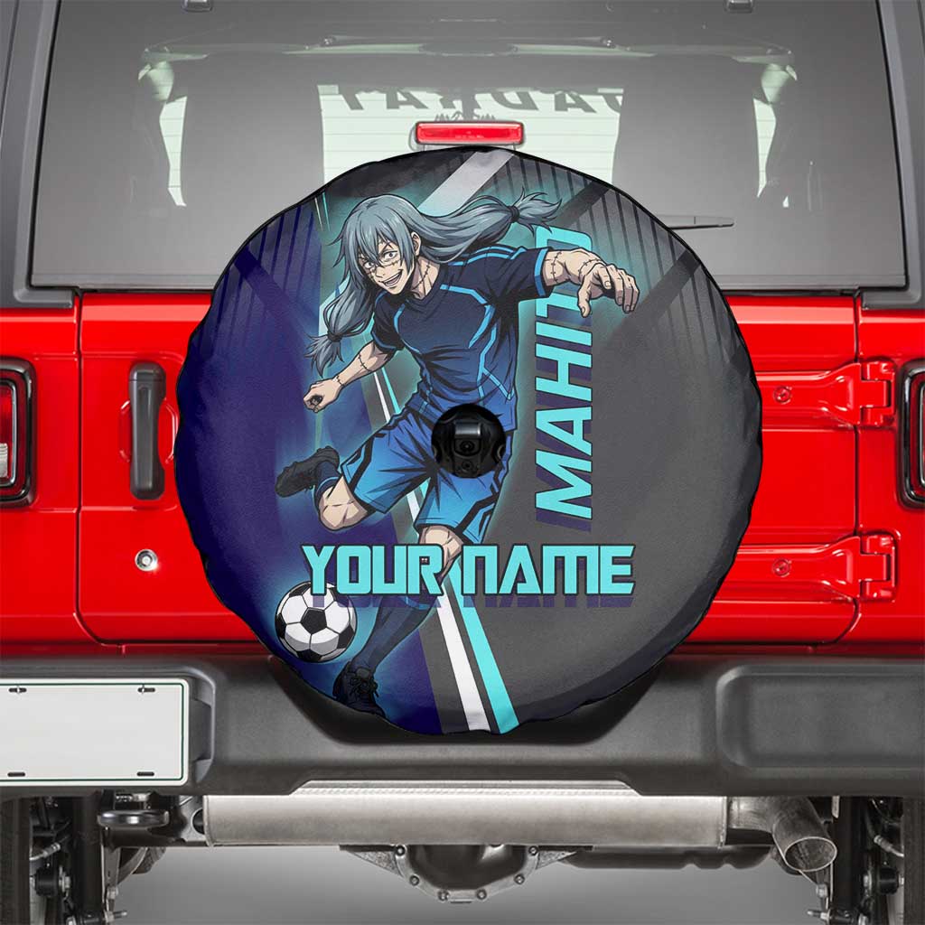 Personalized Mahito Jujutsu Kaisen Spare Tire Cover with Teal Gradient and Blue Uniform Design