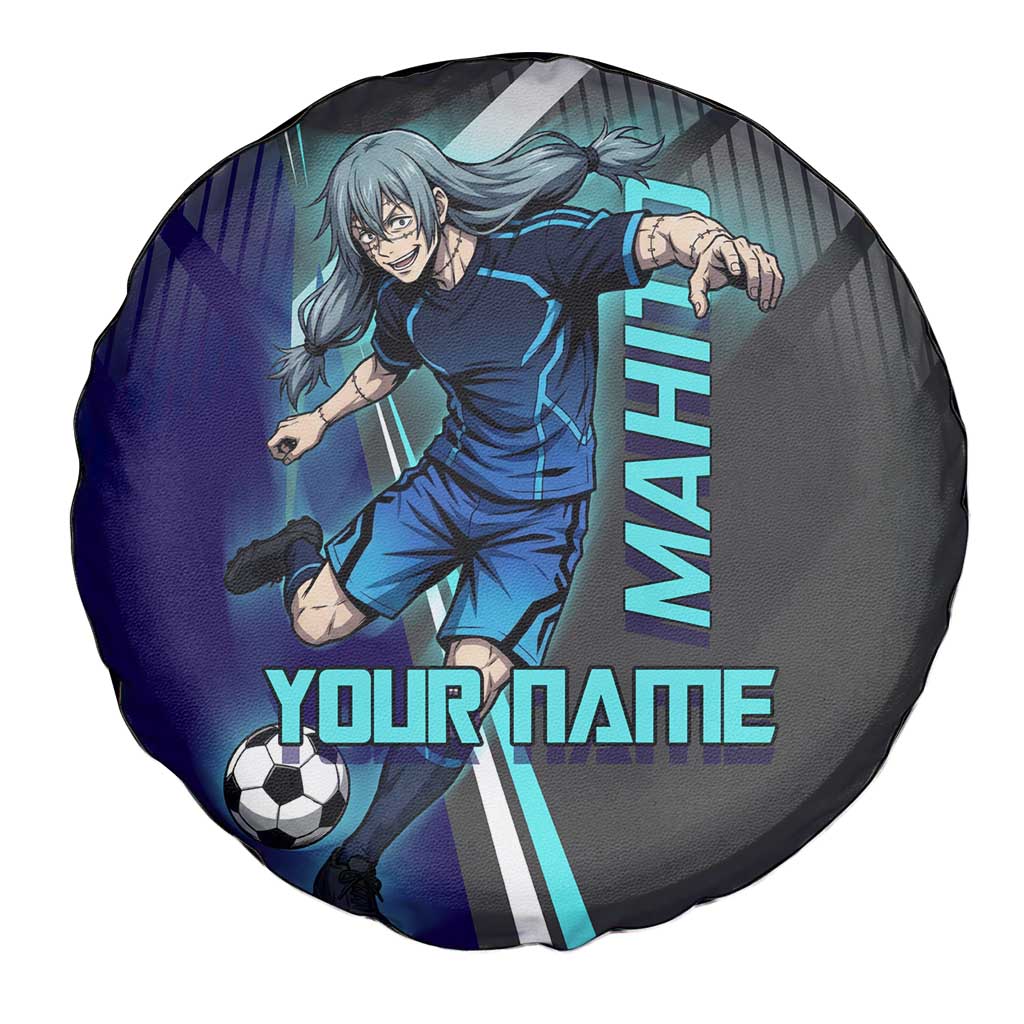 Personalized Mahito Jujutsu Kaisen Spare Tire Cover with Teal Gradient and Blue Uniform Design