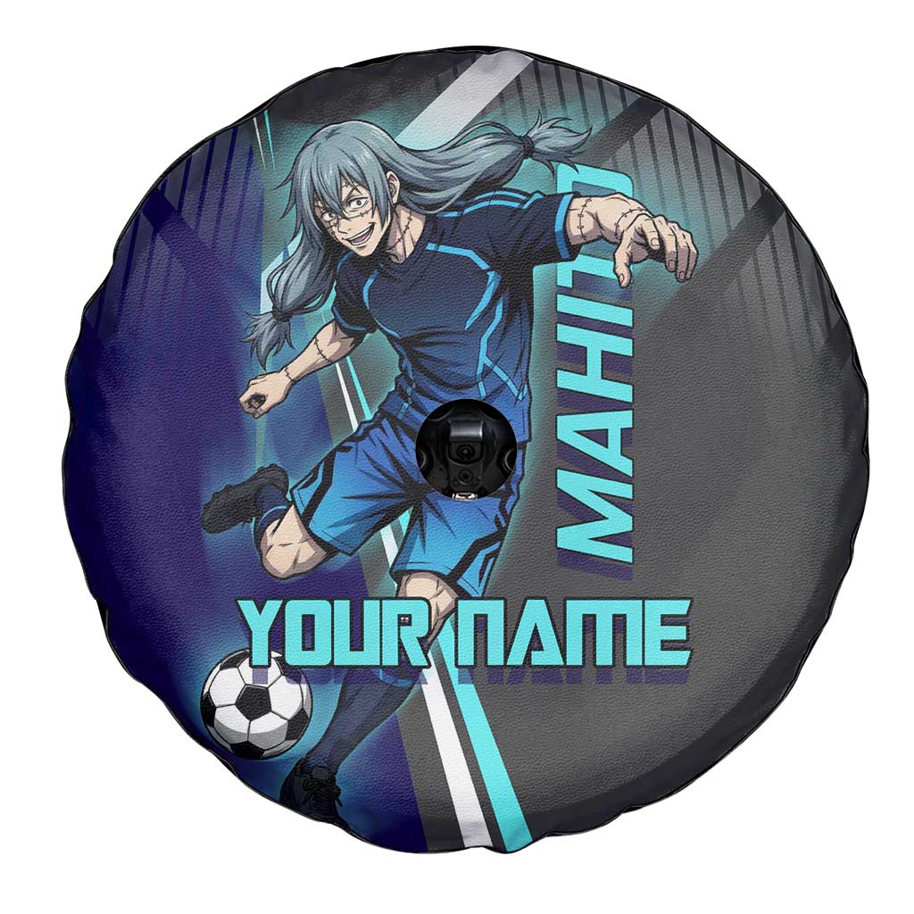 Personalized Mahito Jujutsu Kaisen Spare Tire Cover with Teal Gradient and Blue Uniform Design