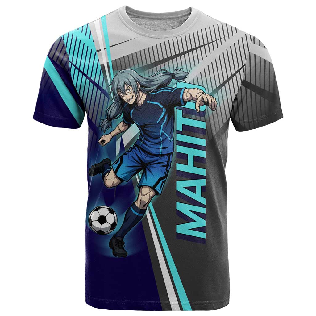 Personalized Mahito Jujutsu Kaisen T Shirt with Teal Gradient and Blue Uniform Design