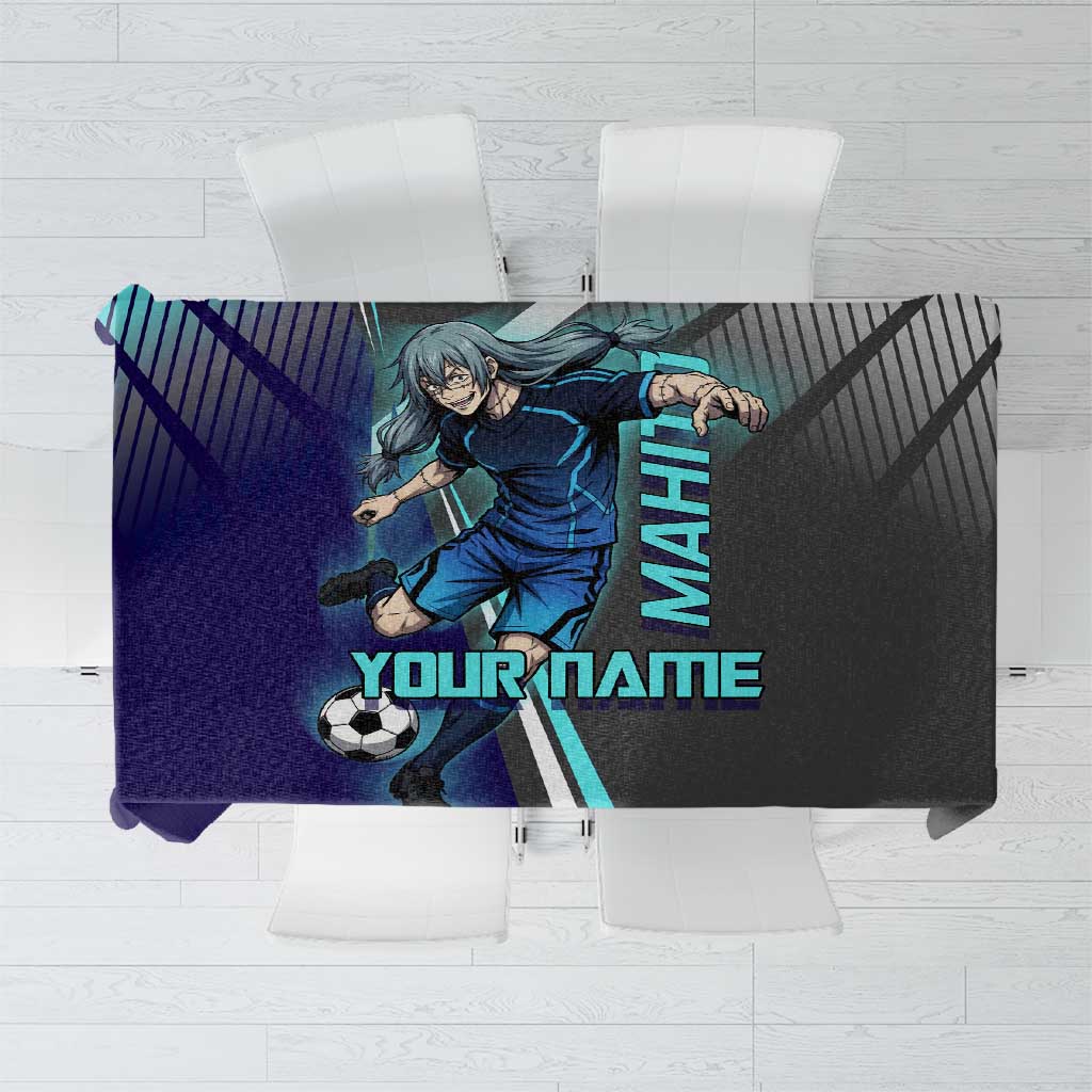 Personalized Mahito Jujutsu Kaisen Tablecloth with Teal Gradient and Blue Uniform Design