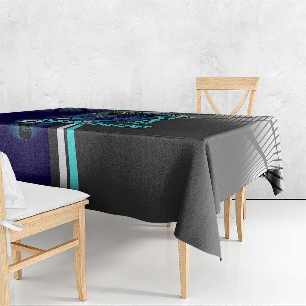 Personalized Mahito Jujutsu Kaisen Tablecloth with Teal Gradient and Blue Uniform Design