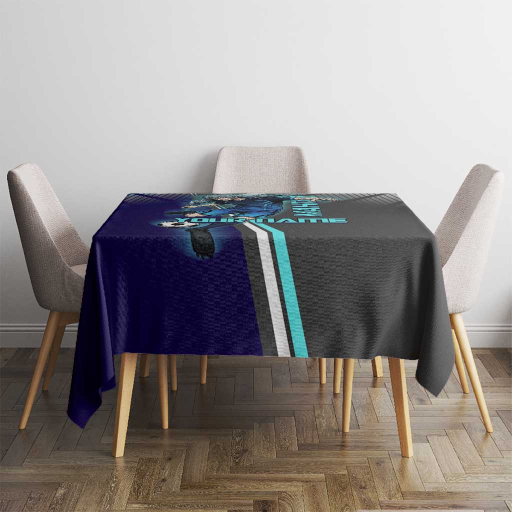 Personalized Mahito Jujutsu Kaisen Tablecloth with Teal Gradient and Blue Uniform Design