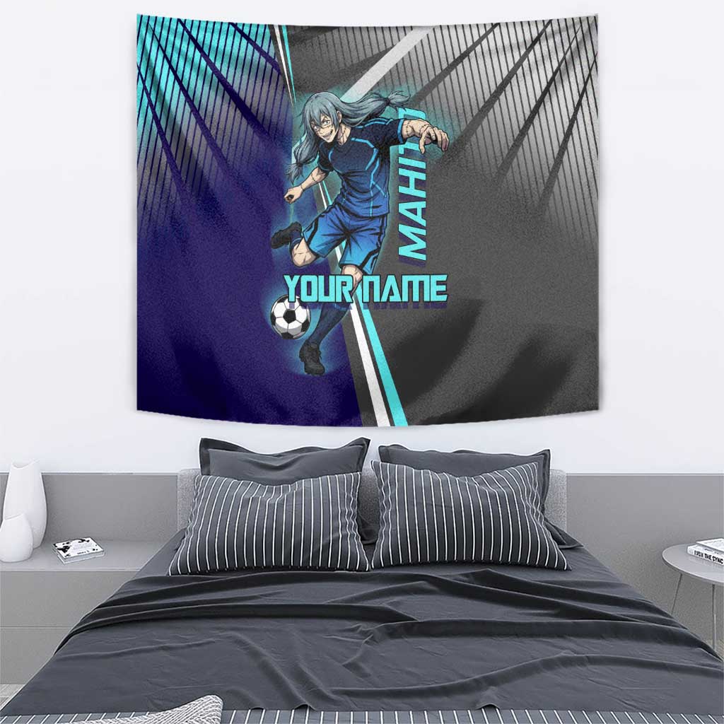 Personalized Mahito Jujutsu Kaisen Tapestry with Teal Gradient and Blue Uniform Design