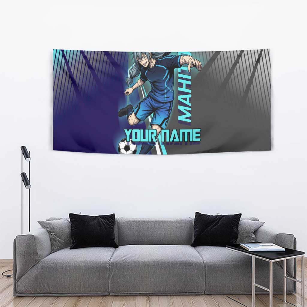 Personalized Mahito Jujutsu Kaisen Tapestry with Teal Gradient and Blue Uniform Design