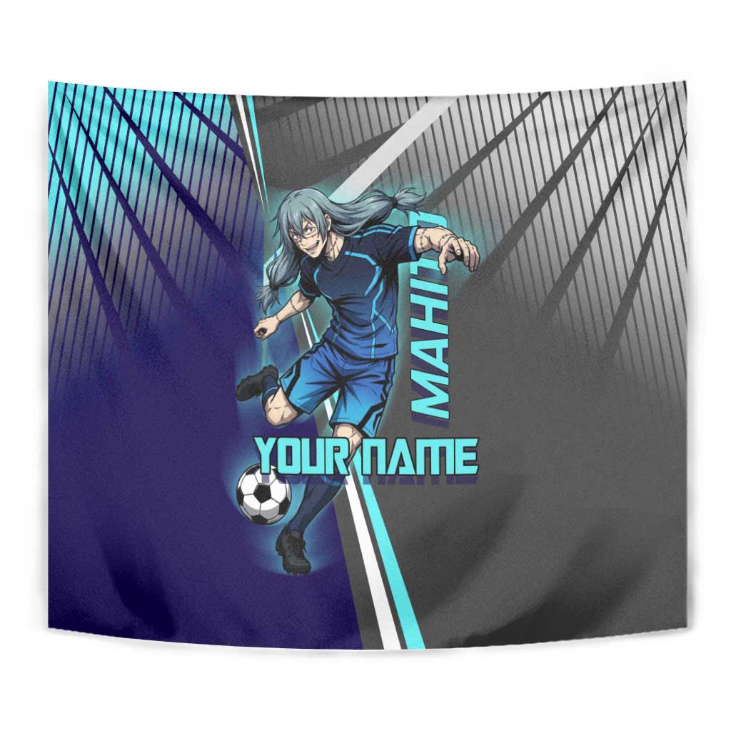 Personalized Mahito Jujutsu Kaisen Tapestry with Teal Gradient and Blue Uniform Design