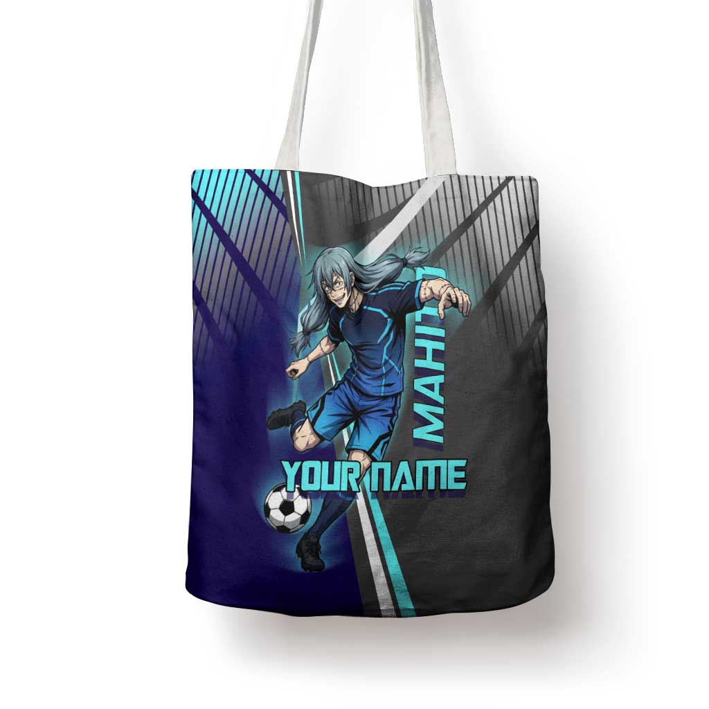 Personalized Mahito Jujutsu Kaisen Tote Bag with Teal Gradient and Blue Uniform Design