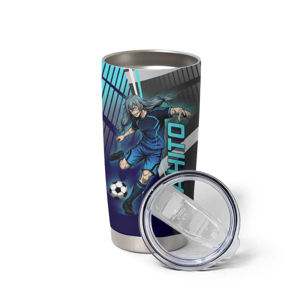 Personalized Mahito Jujutsu Kaisen Tumbler Cup with Teal Gradient and Blue Uniform Design
