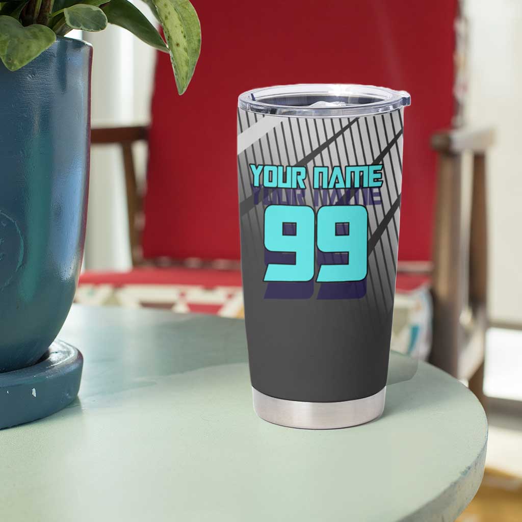 Personalized Mahito Jujutsu Kaisen Tumbler Cup with Teal Gradient and Blue Uniform Design