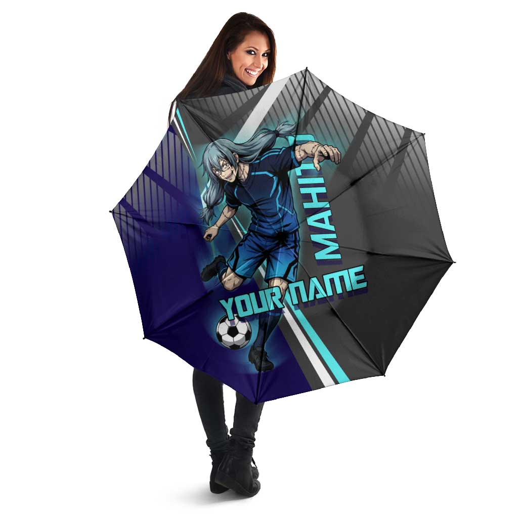 Personalized Mahito Jujutsu Kaisen Umbrella with Teal Gradient and Blue Uniform Design