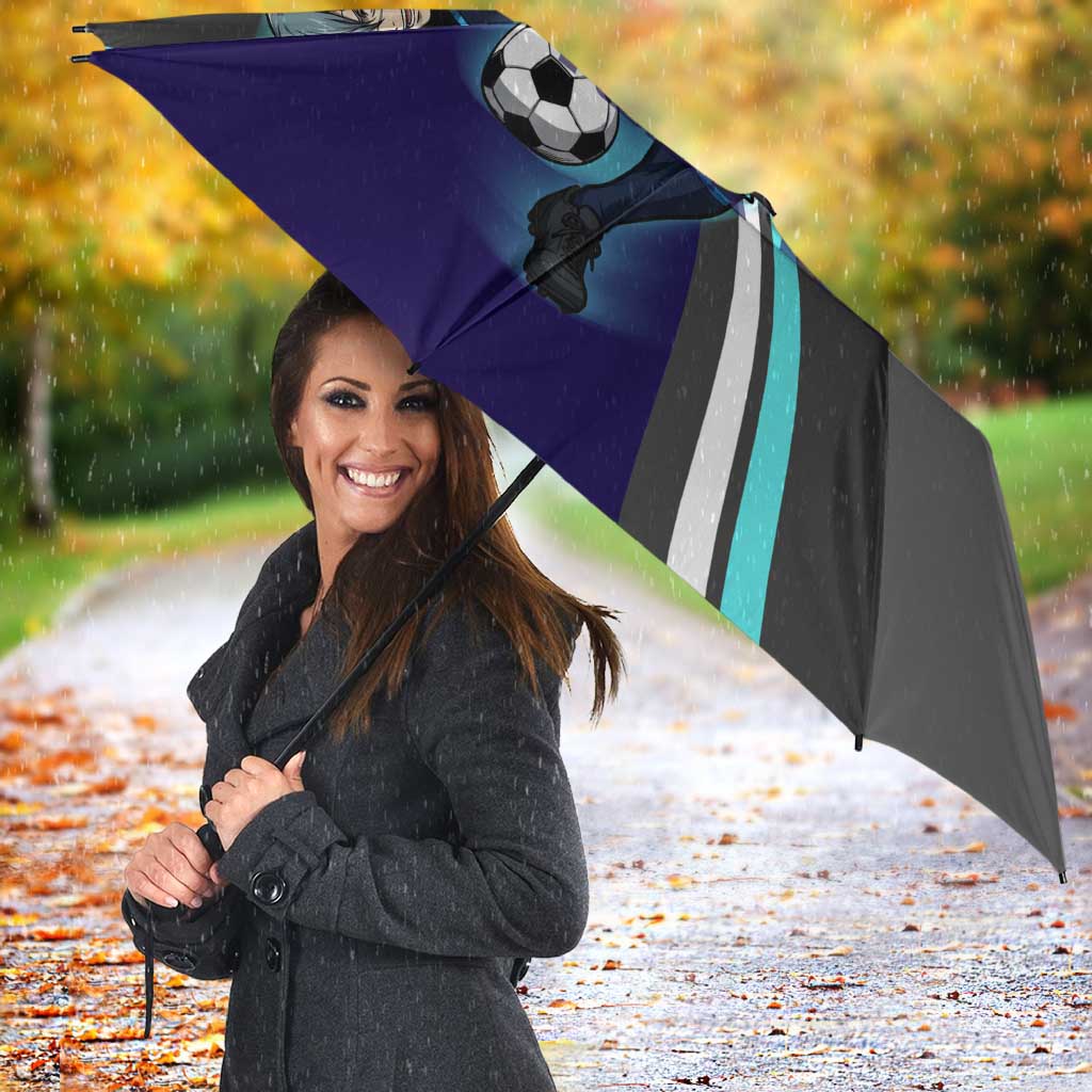 Personalized Mahito Jujutsu Kaisen Umbrella with Teal Gradient and Blue Uniform Design