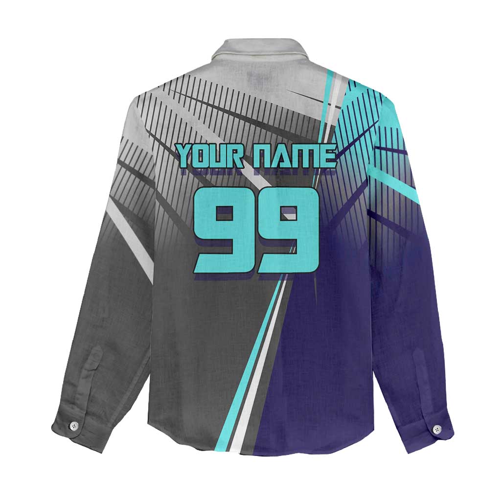 Personalized Mahito Jujutsu Kaisen Women Casual Shirt with Teal Gradient and Blue Uniform Design