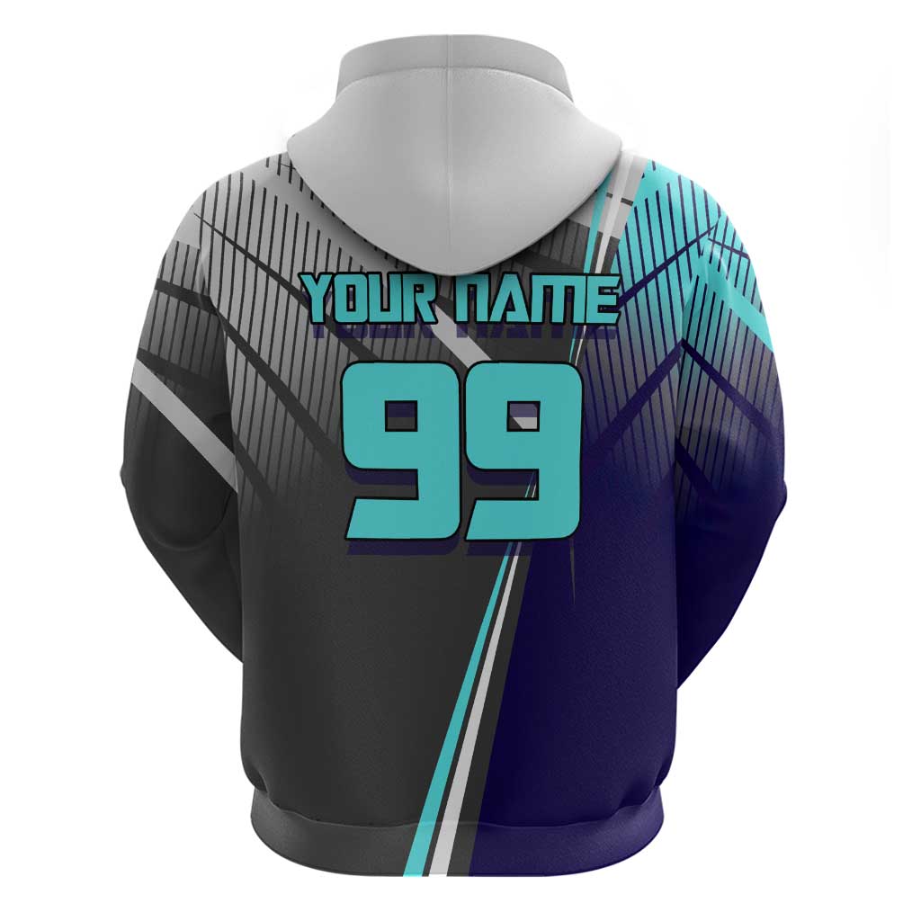 Personalized Mahito Jujutsu Kaisen Zip Hoodie with Teal Gradient and Blue Uniform Design
