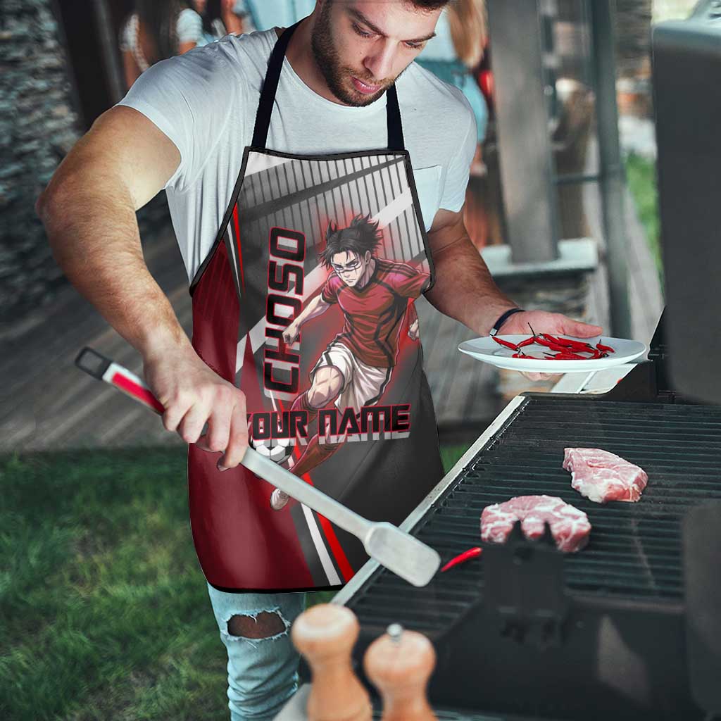 Personalized Choso Jujutsu Kaisen Apron with Red Gradient and Dynamic Kick Design