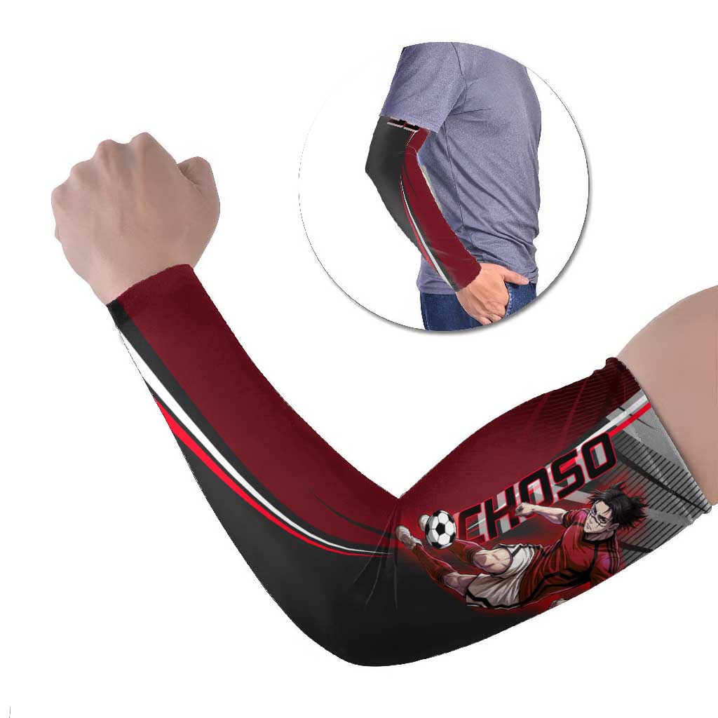 Personalized Choso Jujutsu Kaisen Arm Sleeves with Red Gradient and Dynamic Kick Design
