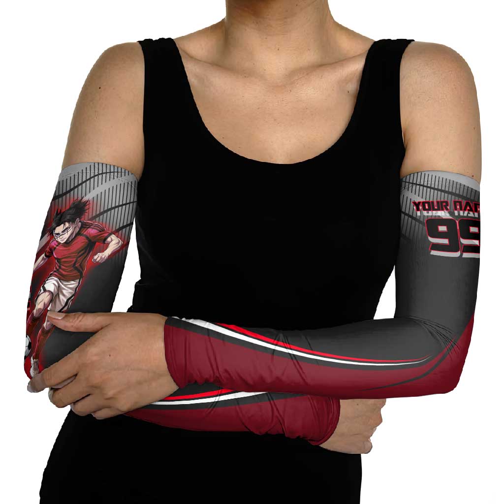 Personalized Choso Jujutsu Kaisen Arm Sleeves with Red Gradient and Dynamic Kick Design
