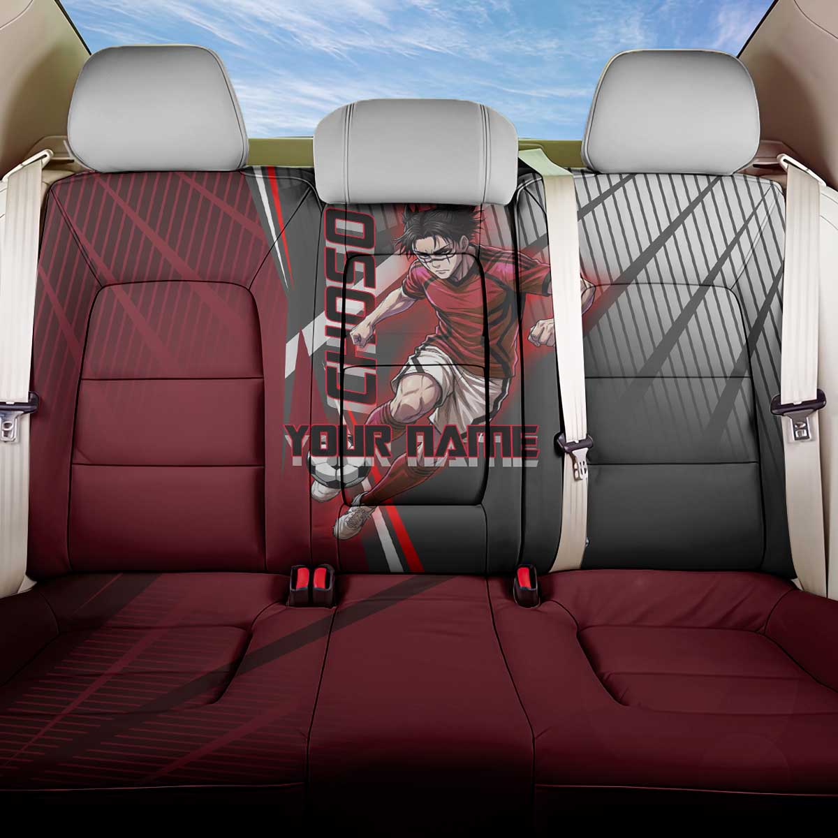 Personalized Choso Jujutsu Kaisen Back Car Seat Cover with Red Gradient and Dynamic Kick Design