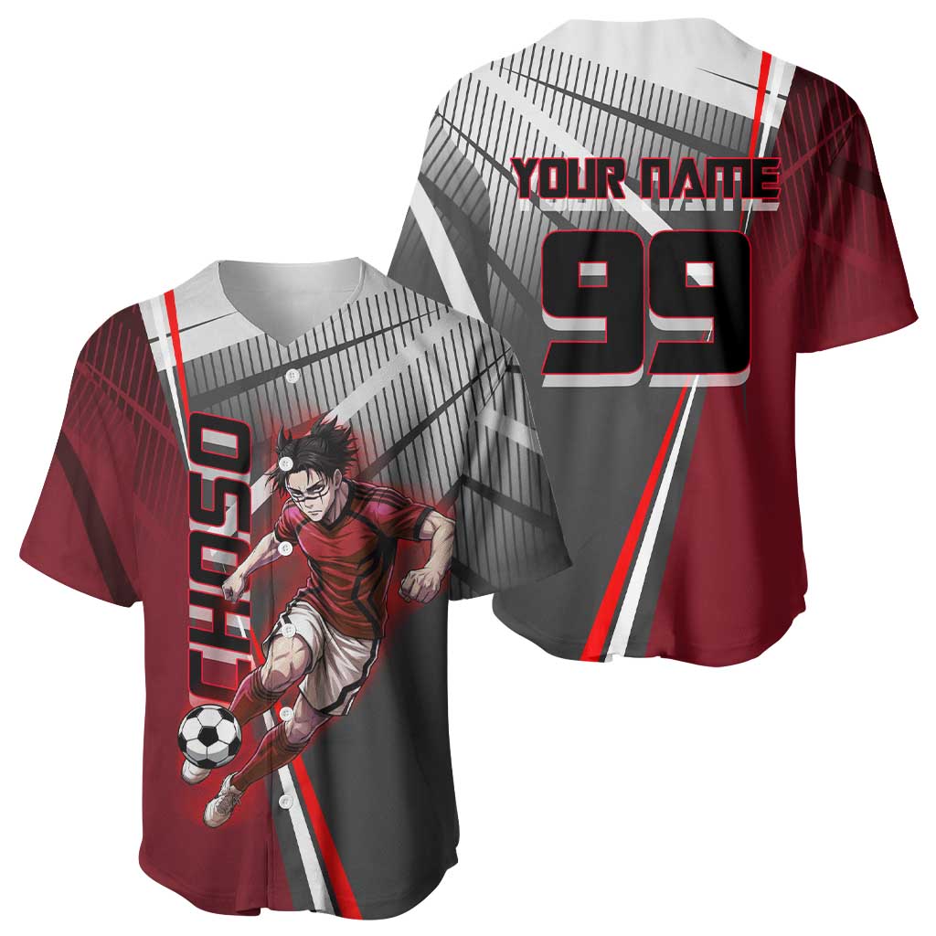 Personalized Choso Jujutsu Kaisen Baseball Jersey with Red Gradient and Dynamic Kick Design
