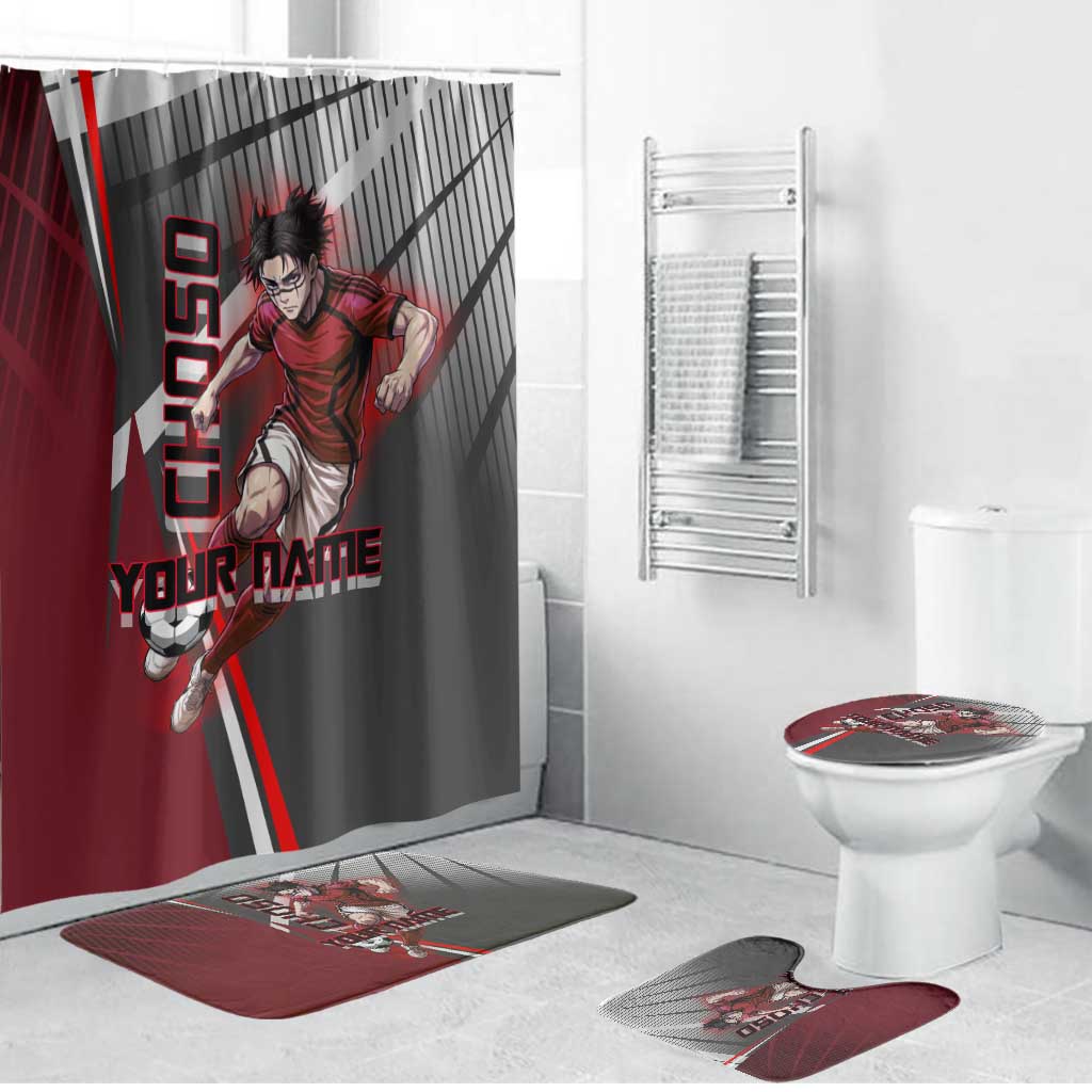 Personalized Choso Jujutsu Kaisen Bathroom Set with Red Gradient and Dynamic Kick Design