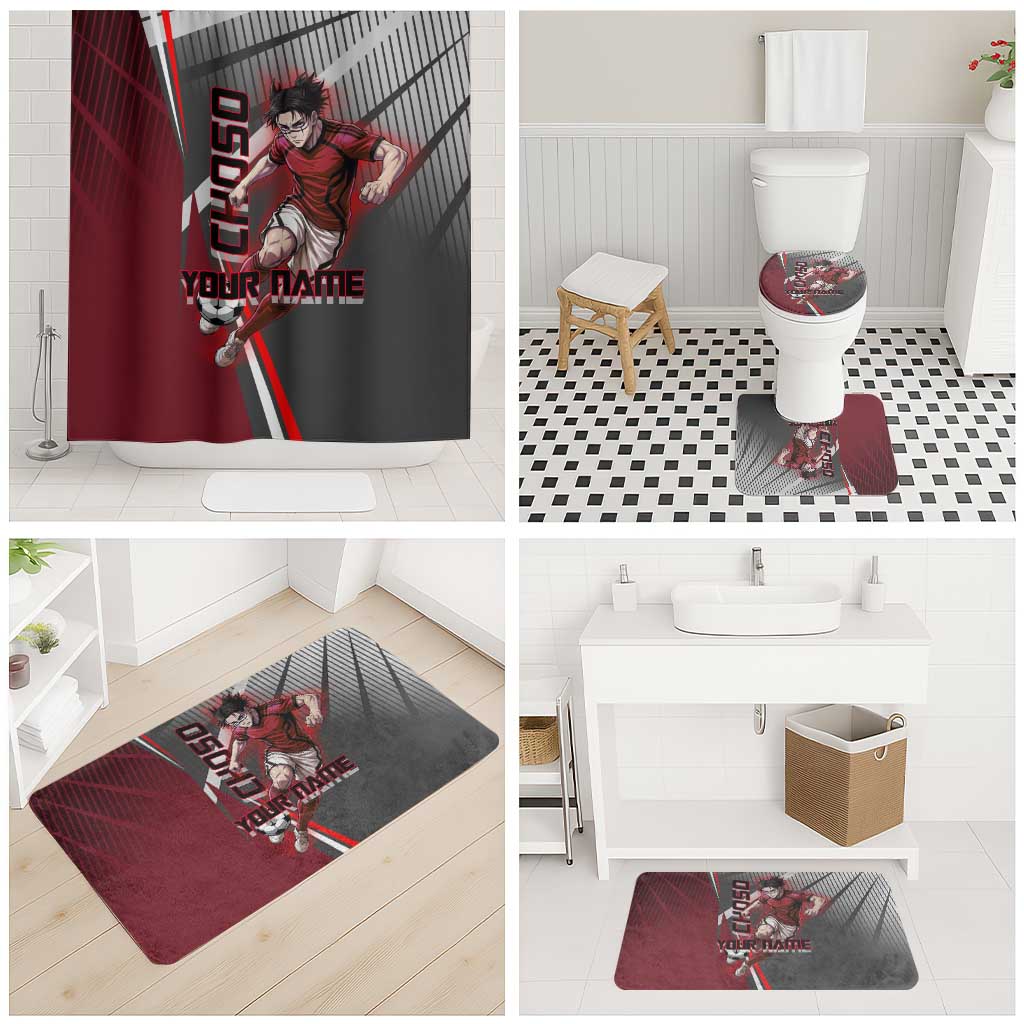 Personalized Choso Jujutsu Kaisen Bathroom Set with Red Gradient and Dynamic Kick Design