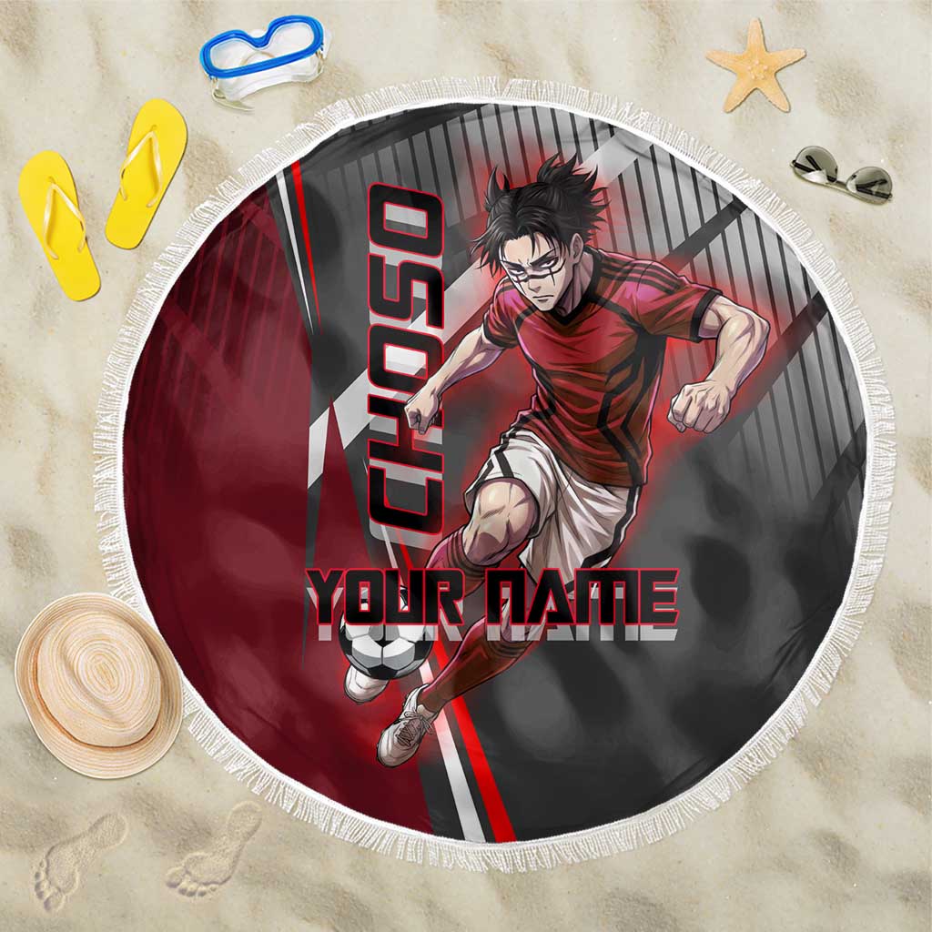 Personalized Choso Jujutsu Kaisen Beach Blanket with Red Gradient and Dynamic Kick Design