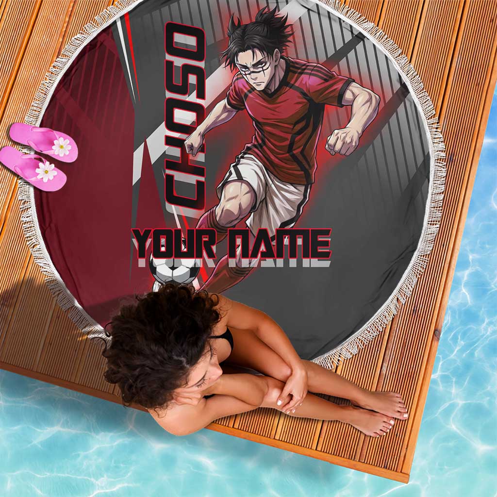 Personalized Choso Jujutsu Kaisen Beach Blanket with Red Gradient and Dynamic Kick Design