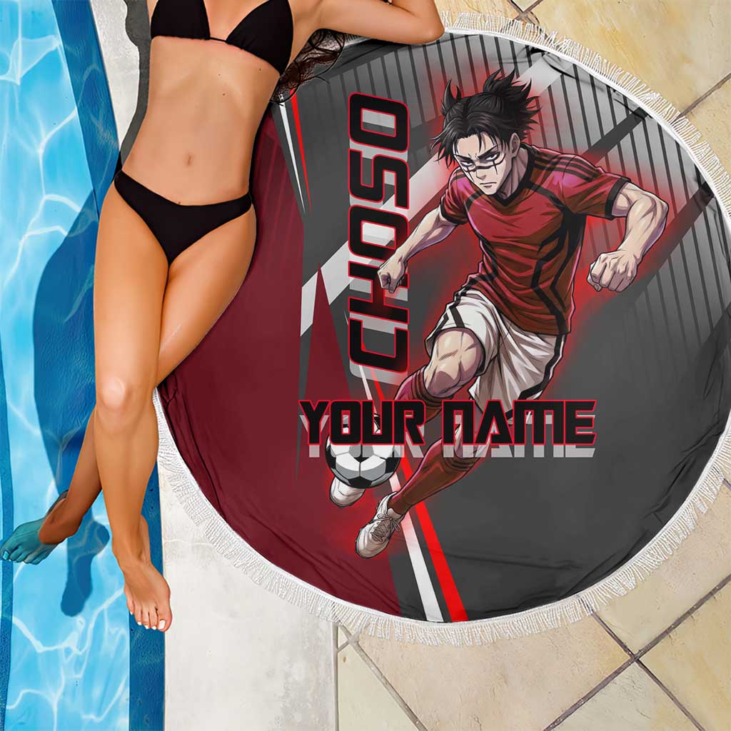 Personalized Choso Jujutsu Kaisen Beach Blanket with Red Gradient and Dynamic Kick Design