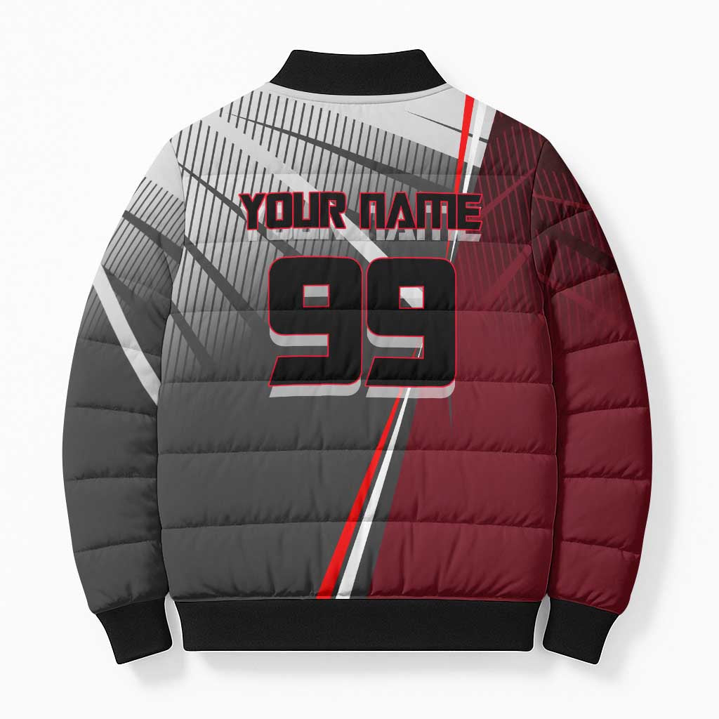 Personalized Choso Jujutsu Kaisen Bomber Puffer Jacket with Red Gradient and Dynamic Kick Design