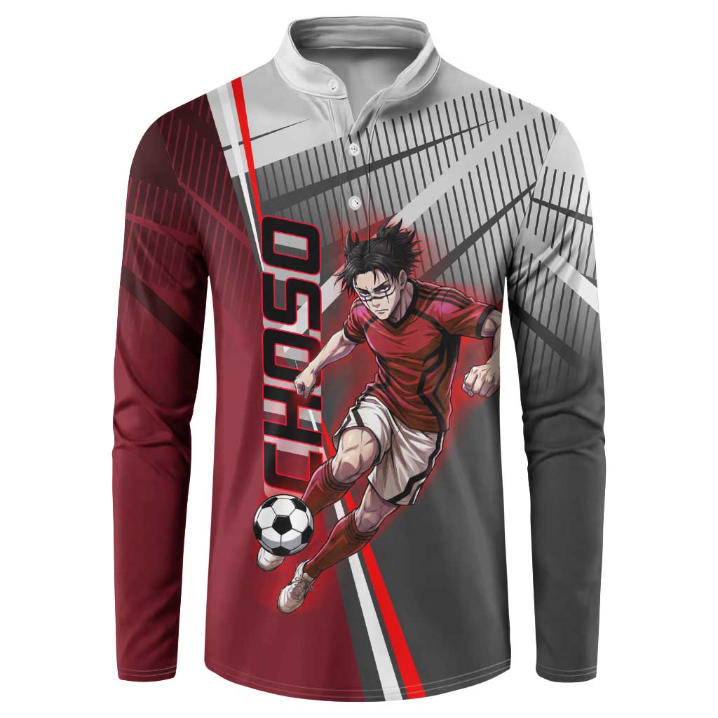 Personalized Choso Jujutsu Kaisen Button Sweatshirt with Red Gradient and Dynamic Kick Design