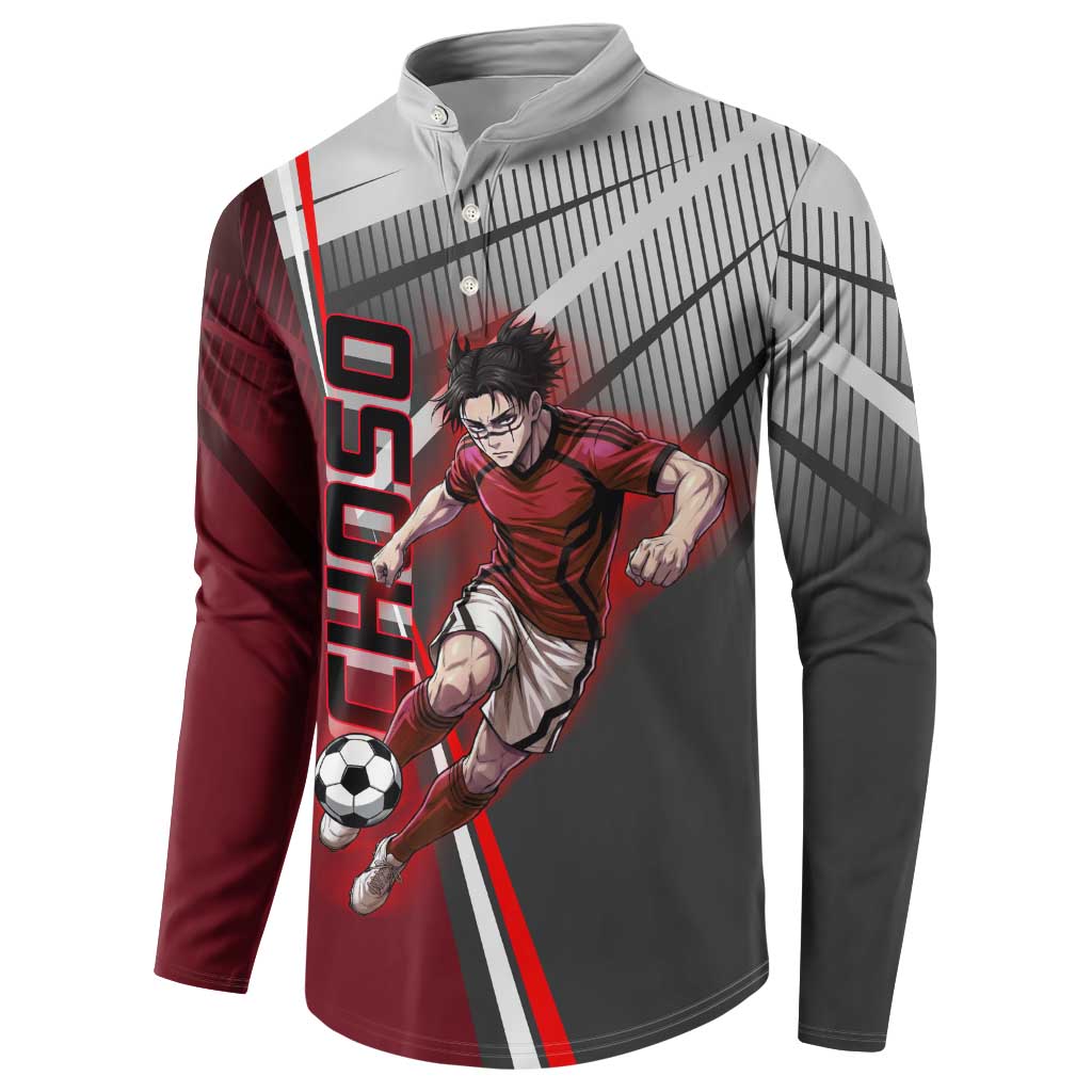 Personalized Choso Jujutsu Kaisen Button Sweatshirt with Red Gradient and Dynamic Kick Design