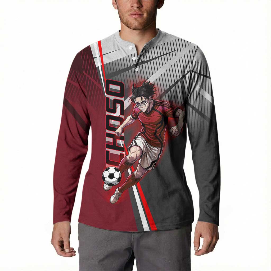 Personalized Choso Jujutsu Kaisen Button Sweatshirt with Red Gradient and Dynamic Kick Design