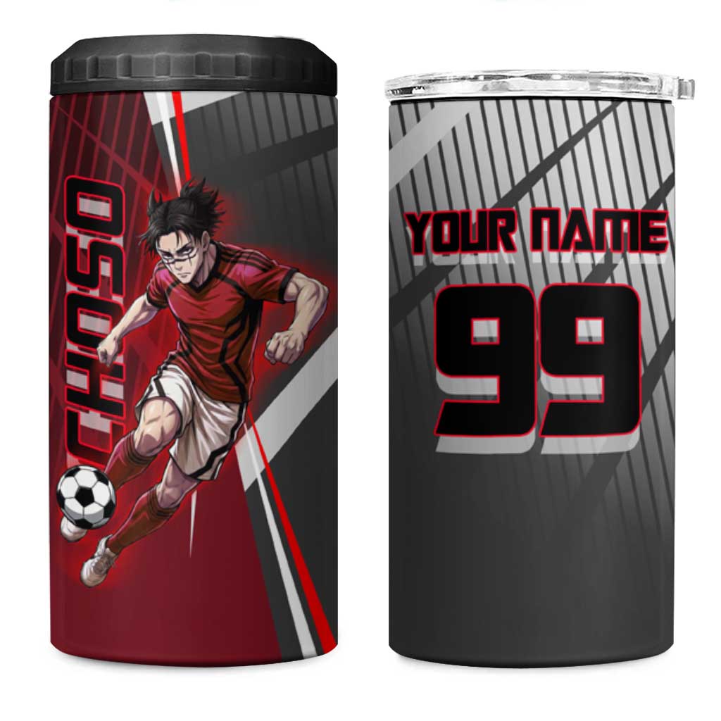 Personalized Choso Jujutsu Kaisen 4 in 1 Can Cooler Tumbler with Red Gradient and Dynamic Kick Design