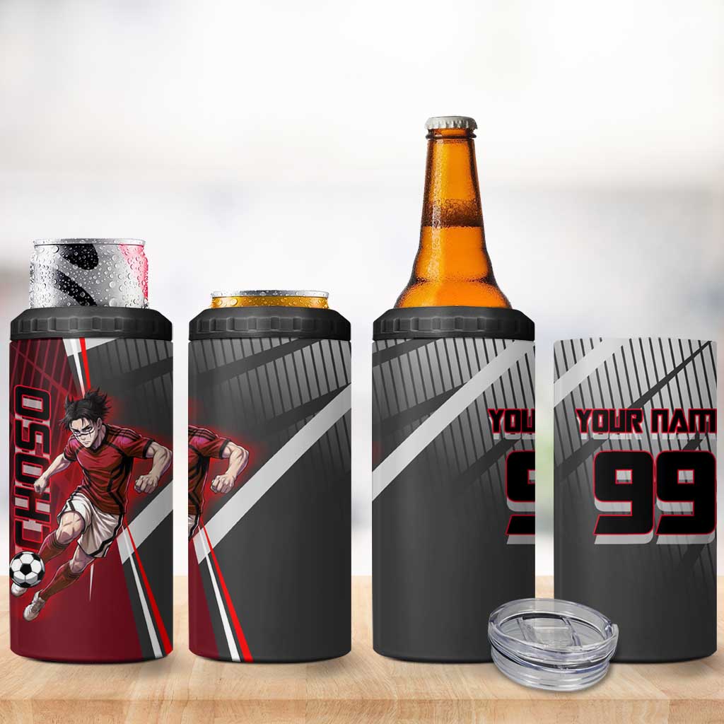 Personalized Choso Jujutsu Kaisen 4 in 1 Can Cooler Tumbler with Red Gradient and Dynamic Kick Design