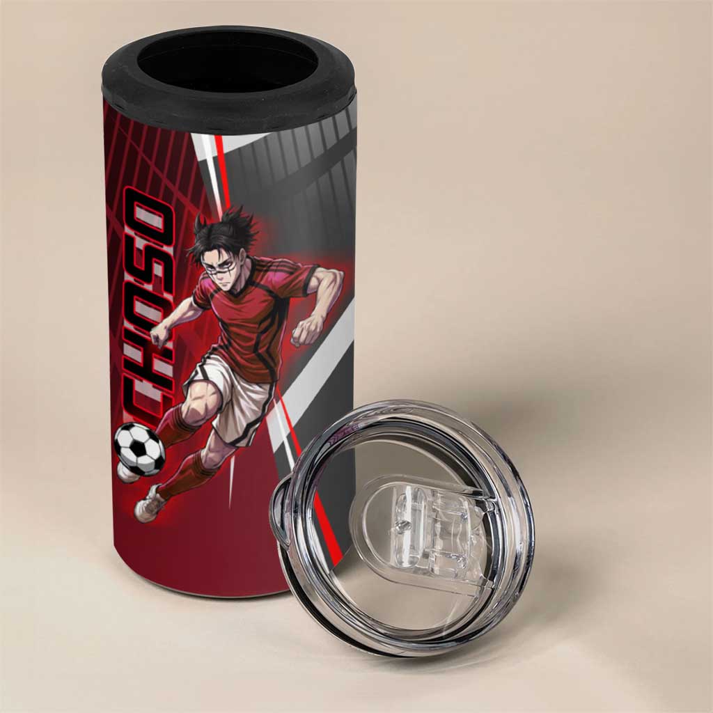 Personalized Choso Jujutsu Kaisen 4 in 1 Can Cooler Tumbler with Red Gradient and Dynamic Kick Design