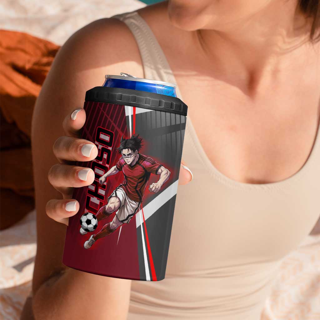 Personalized Choso Jujutsu Kaisen 4 in 1 Can Cooler Tumbler with Red Gradient and Dynamic Kick Design
