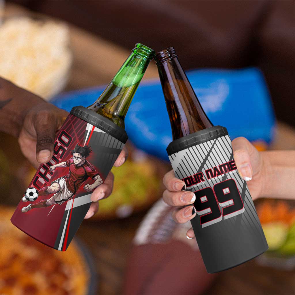 Personalized Choso Jujutsu Kaisen 4 in 1 Can Cooler Tumbler with Red Gradient and Dynamic Kick Design