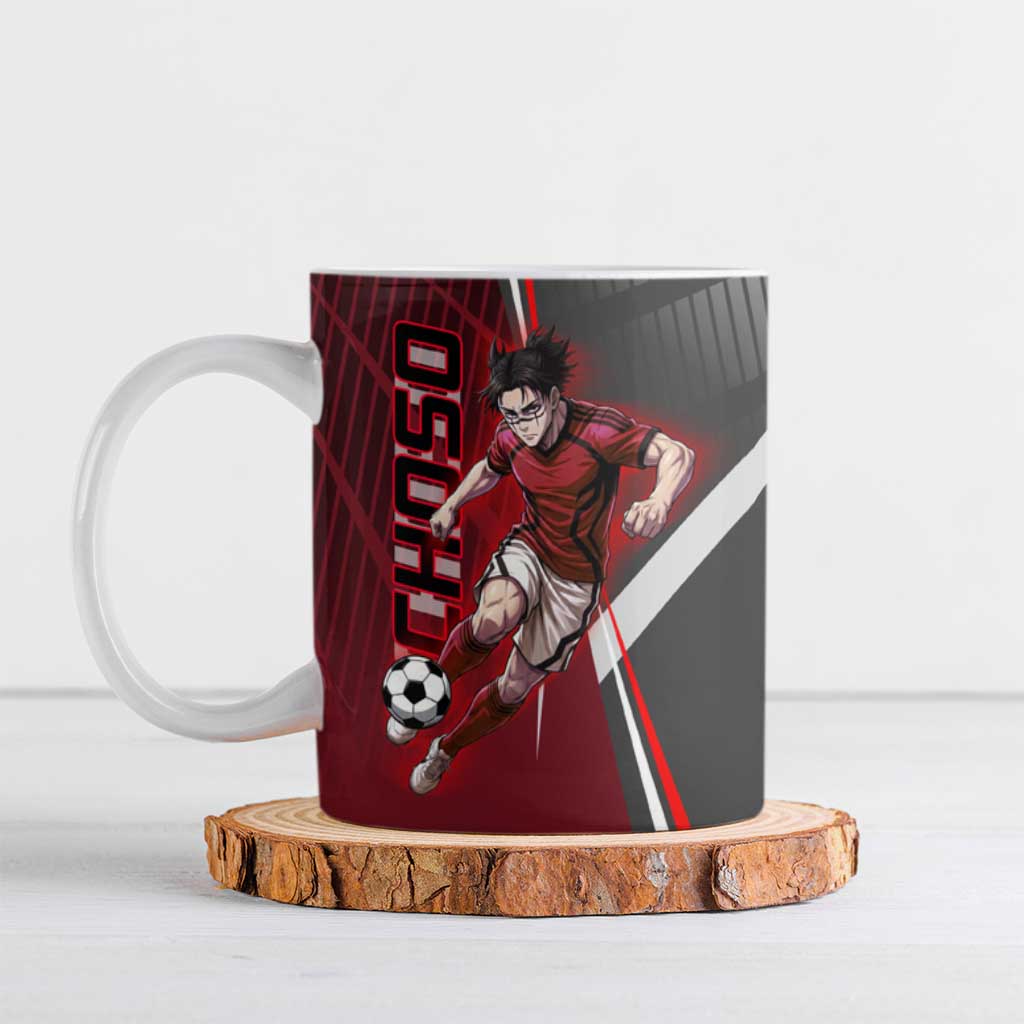 Personalized Choso Jujutsu Kaisen Ceramic Mug with Red Gradient and Dynamic Kick Design