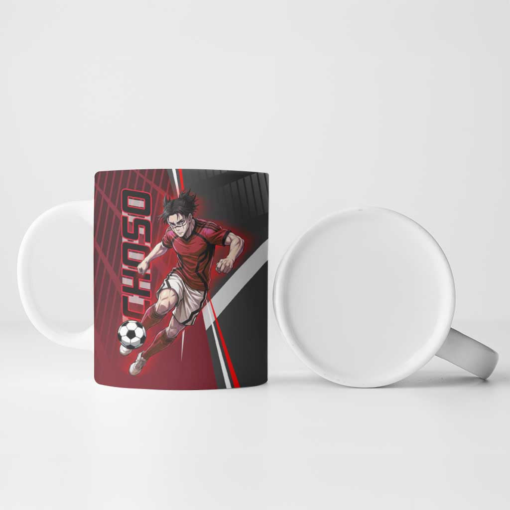 Personalized Choso Jujutsu Kaisen Ceramic Mug with Red Gradient and Dynamic Kick Design