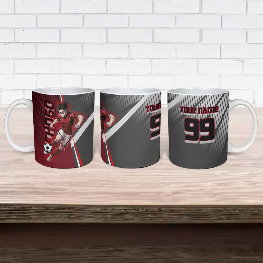 Personalized Choso Jujutsu Kaisen Ceramic Mug with Red Gradient and Dynamic Kick Design