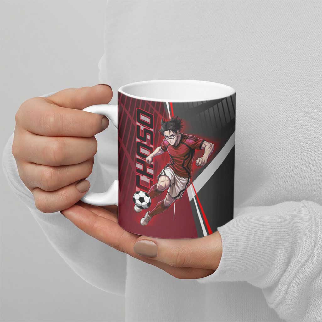 Personalized Choso Jujutsu Kaisen Ceramic Mug with Red Gradient and Dynamic Kick Design