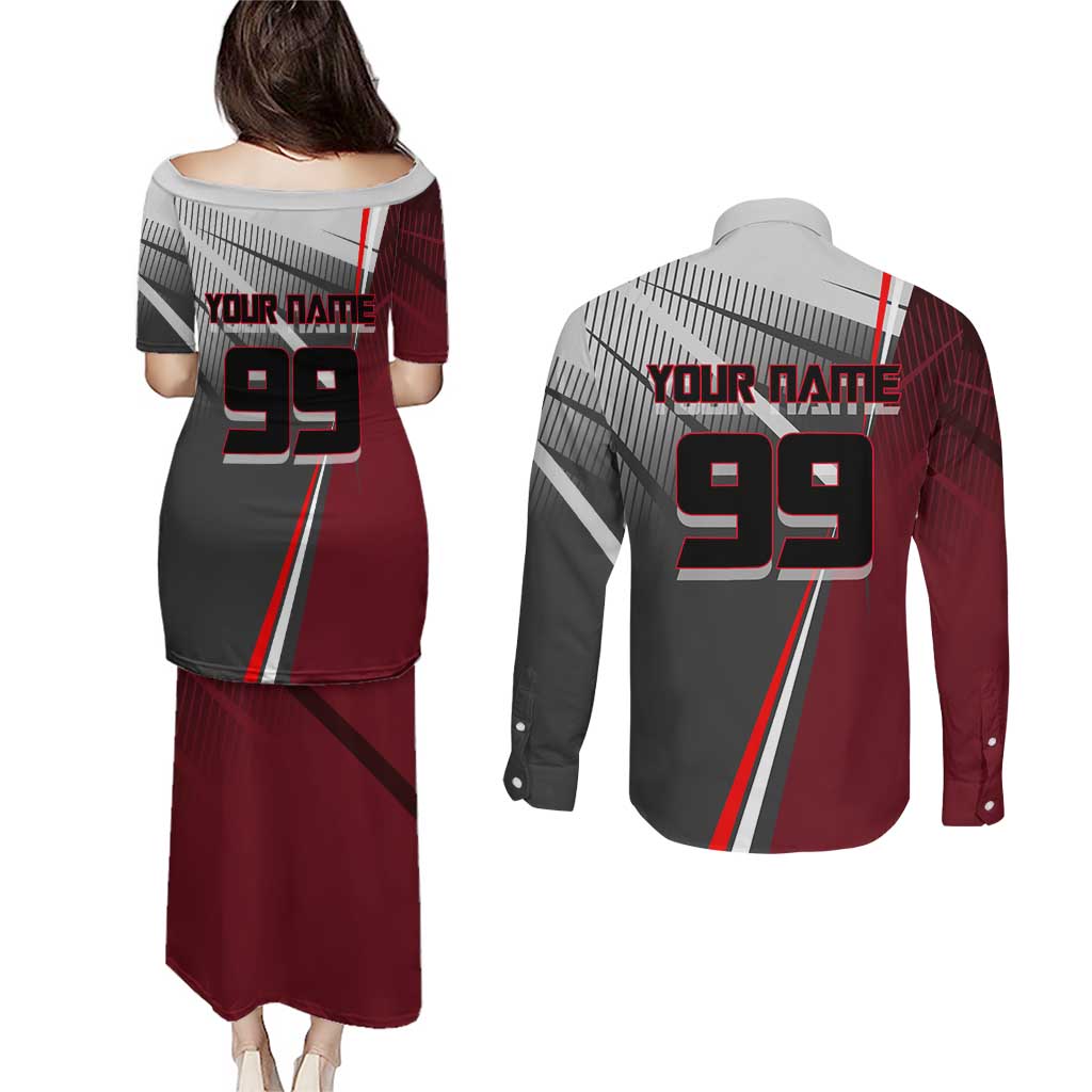 Personalized Choso Jujutsu Kaisen Couples Matching Puletasi and Long Sleeve Button Shirt with Red Gradient and Dynamic Kick Design