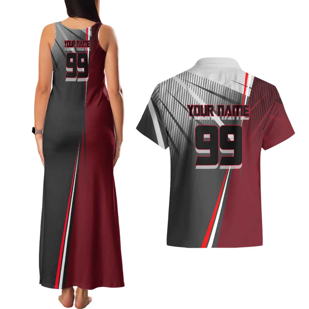 Personalized Choso Jujutsu Kaisen Couples Matching Tank Maxi Dress and Hawaiian Shirt with Red Gradient and Dynamic Kick Design