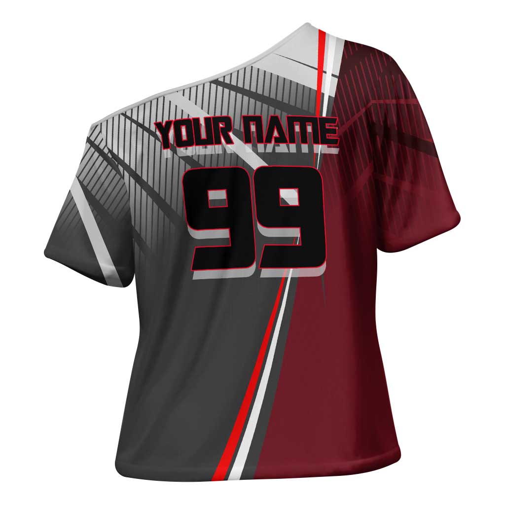 Personalized Choso Jujutsu Kaisen Cross Shoulder Shirt with Red Gradient and Dynamic Kick Design