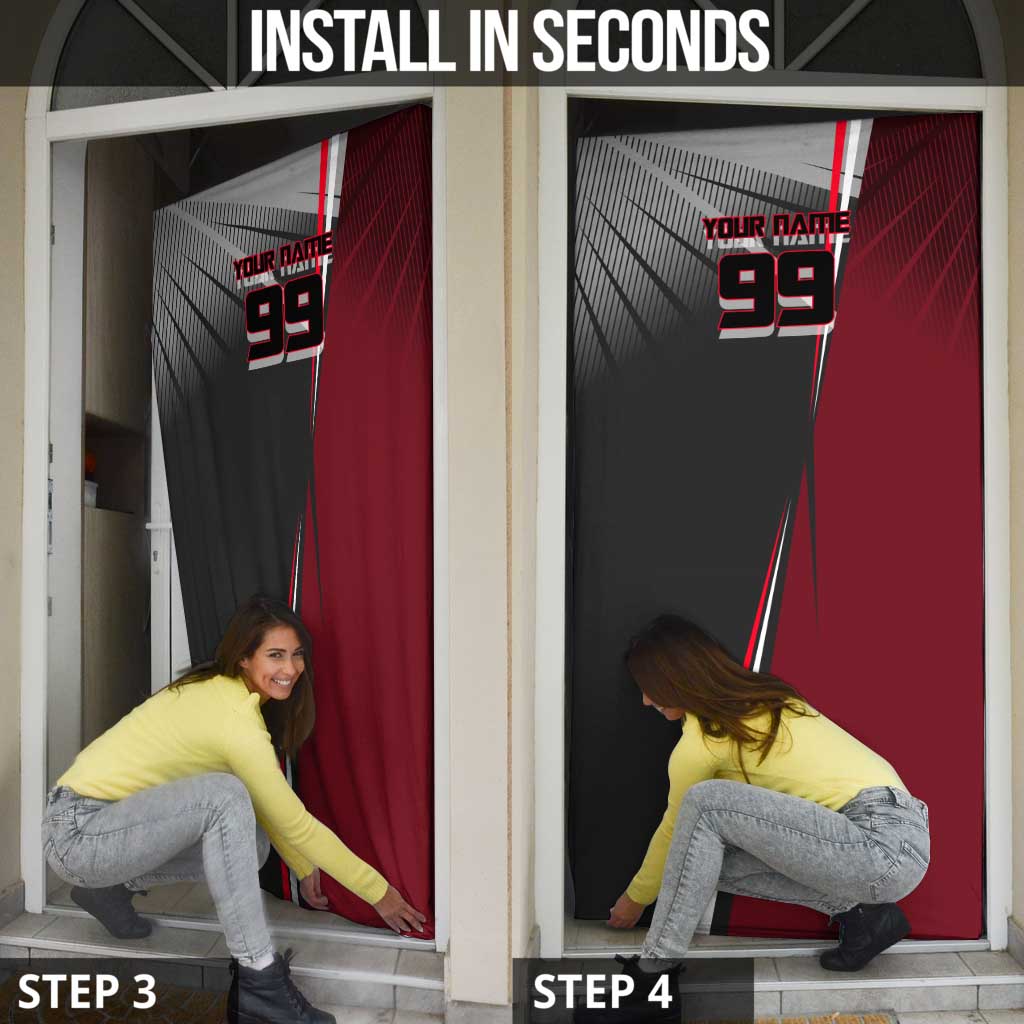 Personalized Choso Jujutsu Kaisen Door Cover with Red Gradient and Dynamic Kick Design
