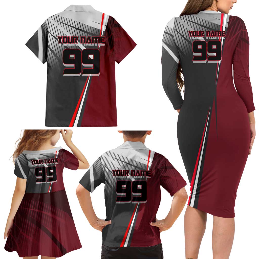 Personalized Choso Jujutsu Kaisen Family Matching Long Sleeve Bodycon Dress and Hawaiian Shirt with Red Gradient and Dynamic Kick Design